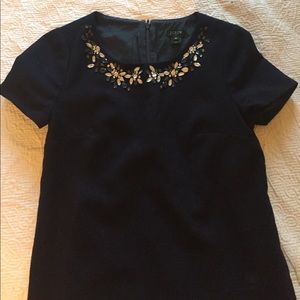 J Crew Navy Blue Bedazzled Blouse